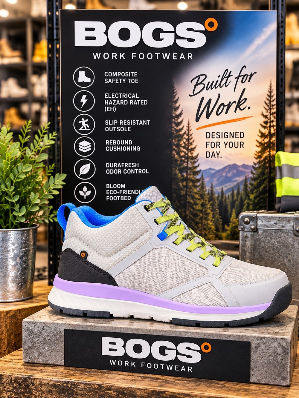 BOGS Sandstone Mid Composite Safety Toe Work Shoes Women’s 10 NIB